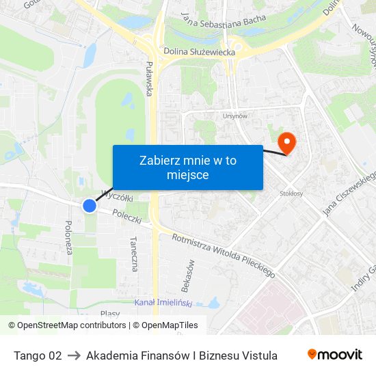 Tango 02 to Akademia Finansów I Biznesu Vistula map