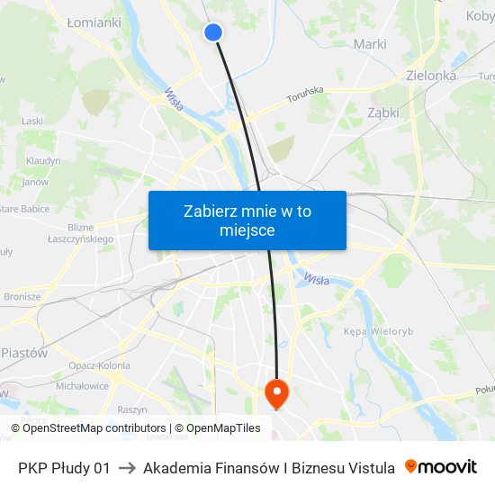 PKP Płudy 01 to Akademia Finansów I Biznesu Vistula map