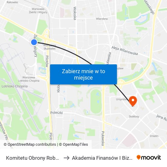 Komitetu Obrony Robotników to Akademia Finansów I Biznesu Vistula map