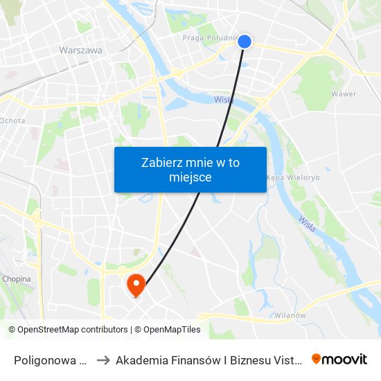 Poligonowa 01 to Akademia Finansów I Biznesu Vistula map