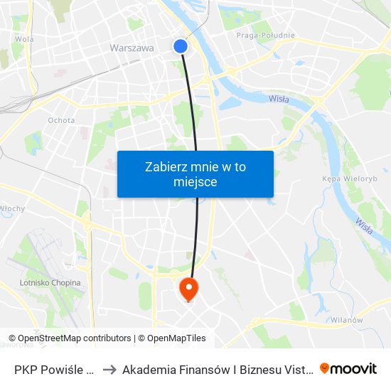 PKP Powiśle 03 to Akademia Finansów I Biznesu Vistula map