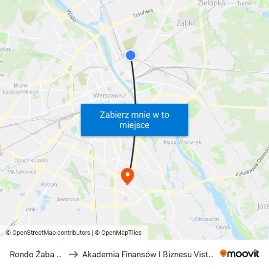 Rondo Żaba 02 to Akademia Finansów I Biznesu Vistula map