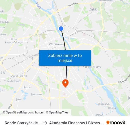 Rondo Starzyńskiego 09 to Akademia Finansów I Biznesu Vistula map