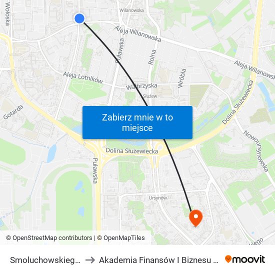 Smoluchowskiego 02 to Akademia Finansów I Biznesu Vistula map