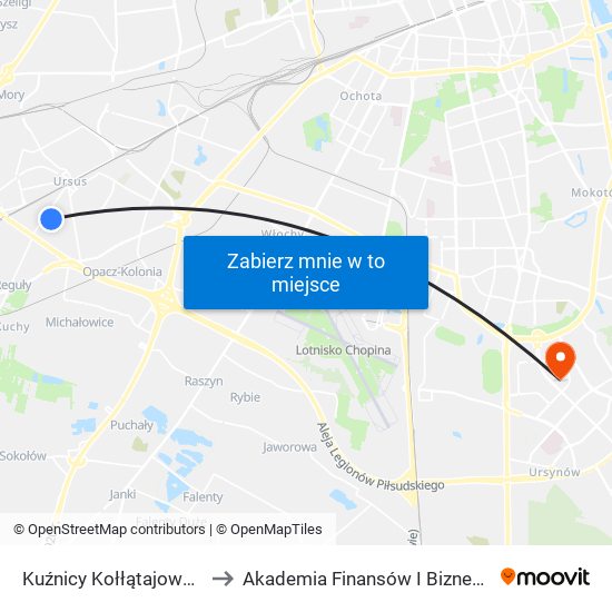 Kuźnicy Kołłątajowskiej 01 to Akademia Finansów I Biznesu Vistula map