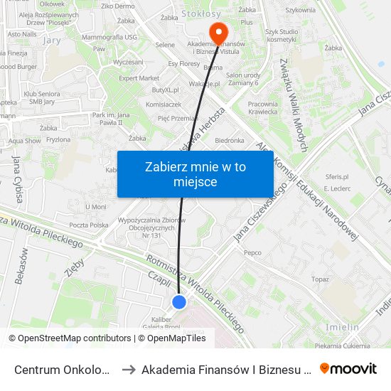 Centrum Onkologii 02 to Akademia Finansów I Biznesu Vistula map