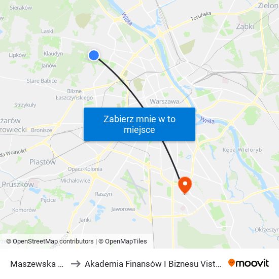 Maszewska 01 to Akademia Finansów I Biznesu Vistula map