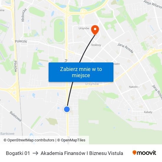 Bogatki 01 to Akademia Finansów I Biznesu Vistula map