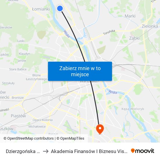 Dzierzgońska 01 to Akademia Finansów I Biznesu Vistula map