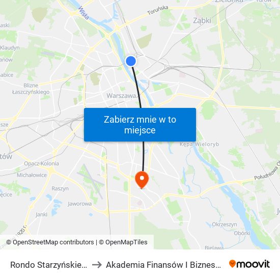 Rondo Starzyńskiego 01 to Akademia Finansów I Biznesu Vistula map