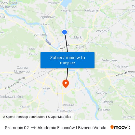 Szamocin 02 to Akademia Finansów I Biznesu Vistula map