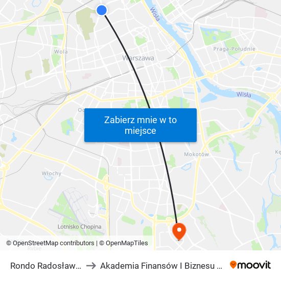 Rondo Radosława 04 to Akademia Finansów I Biznesu Vistula map