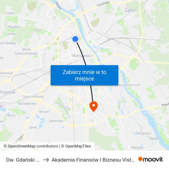 Dw. Gdański to Akademia Finansów I Biznesu Vistula map