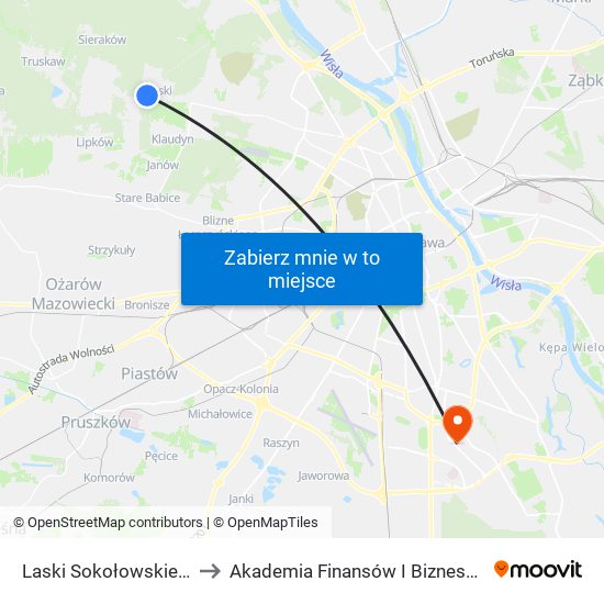 Laski Sokołowskiego to Akademia Finansów I Biznesu Vistula map