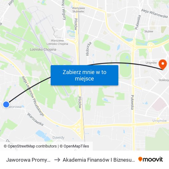 Jaworowa Promyka 02 to Akademia Finansów I Biznesu Vistula map