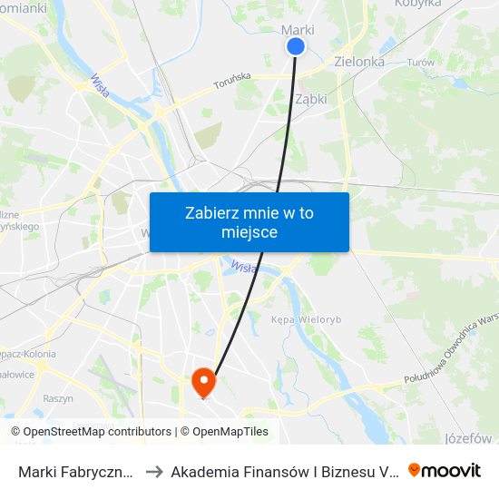 Marki Fabryczna to Akademia Finansów I Biznesu Vistula map