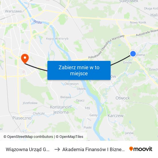 Wiązowna Urząd Gminy 01 to Akademia Finansów I Biznesu Vistula map