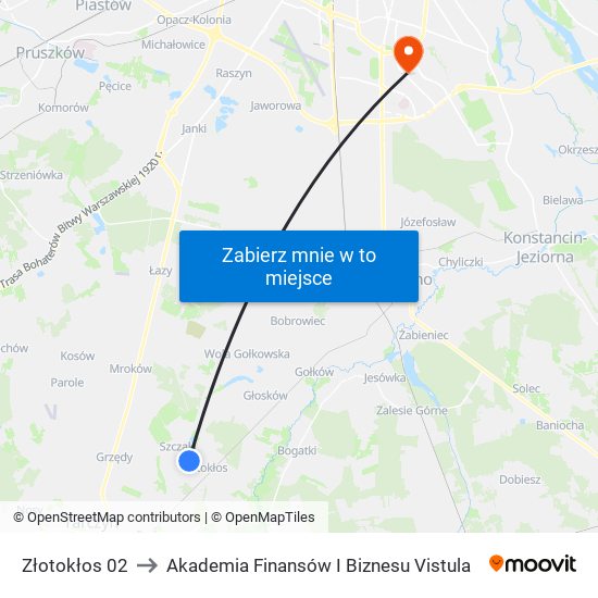 Złotokłos 02 to Akademia Finansów I Biznesu Vistula map