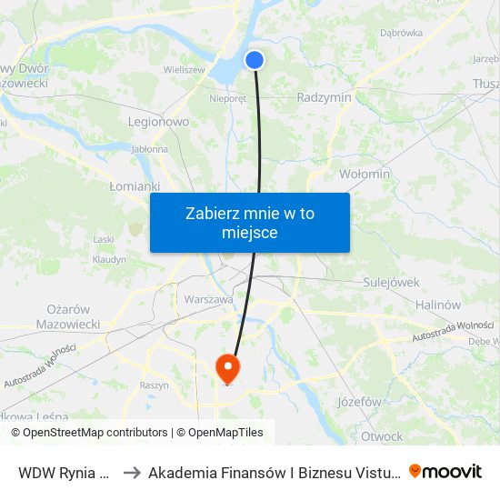 WDW Rynia 02 to Akademia Finansów I Biznesu Vistula map