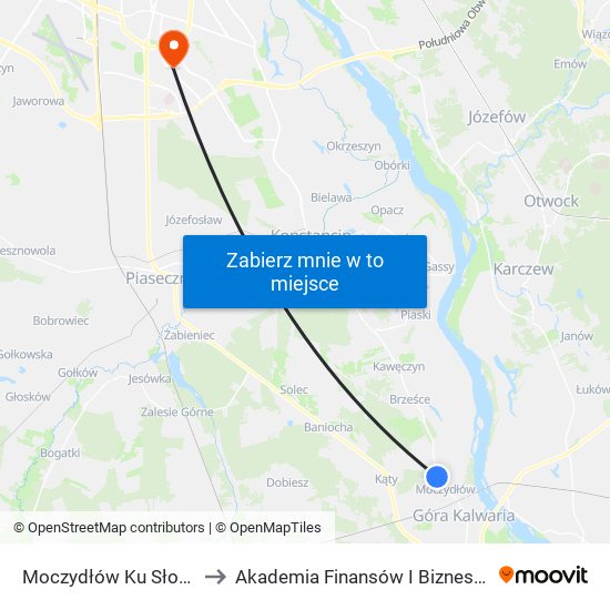 Moczydłów Ku Słońcu 01 to Akademia Finansów I Biznesu Vistula map