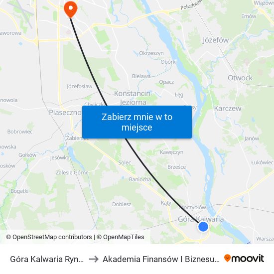 Góra Kalwaria Rynek 01 to Akademia Finansów I Biznesu Vistula map