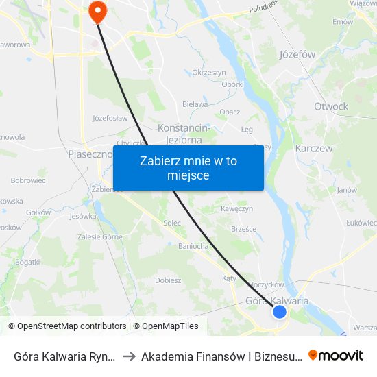 Góra Kalwaria Rynek 02 to Akademia Finansów I Biznesu Vistula map