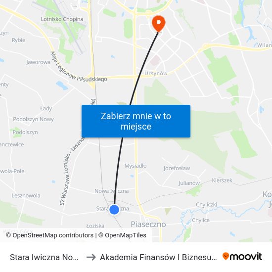 Stara Iwiczna Nowa to Akademia Finansów I Biznesu Vistula map