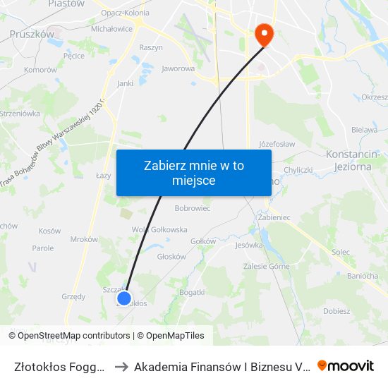 Złotokłos Fogga 02 to Akademia Finansów I Biznesu Vistula map