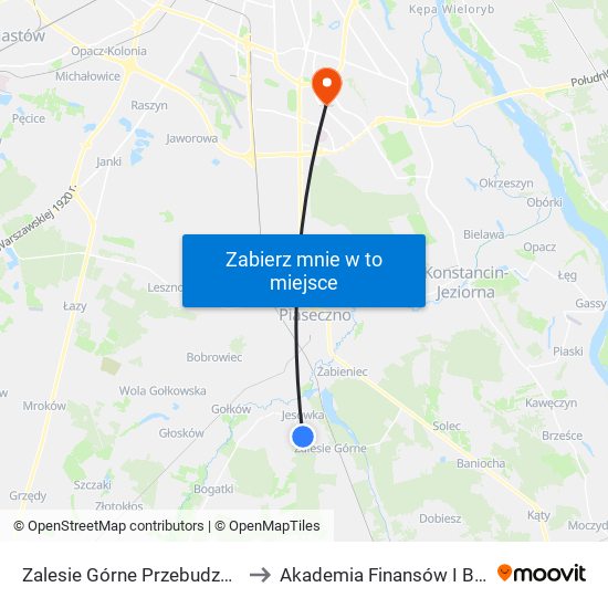 Zalesie Górne Przebudzenia Wiosny to Akademia Finansów I Biznesu Vistula map