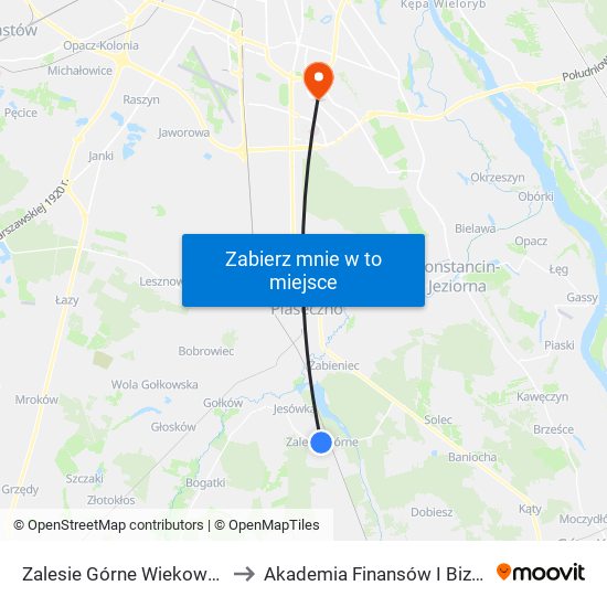 Zalesie Górne Wiekowej Sosny to Akademia Finansów I Biznesu Vistula map