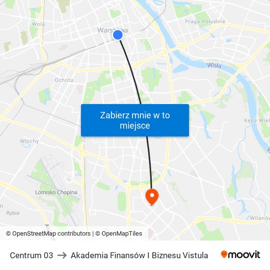 Centrum 03 to Akademia Finansów I Biznesu Vistula map