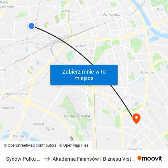 Synów Pułku 04 to Akademia Finansów I Biznesu Vistula map