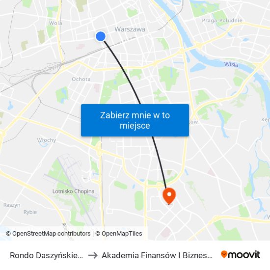 Rondo Daszyńskiego 01 to Akademia Finansów I Biznesu Vistula map