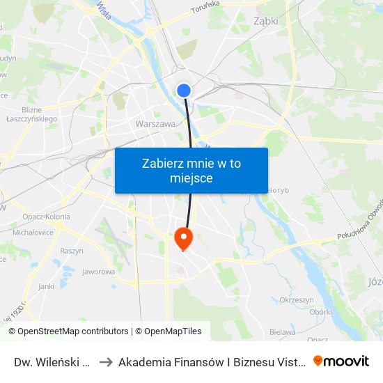 Dw. Wileński 02 to Akademia Finansów I Biznesu Vistula map