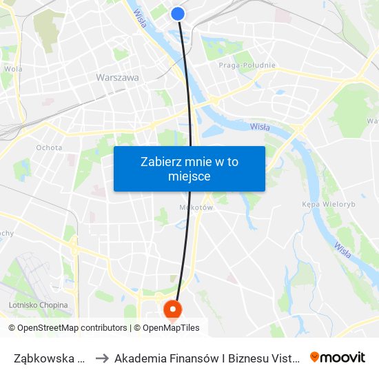 Ząbkowska 06 to Akademia Finansów I Biznesu Vistula map