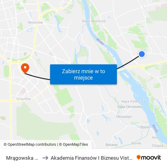 Mrągowska 02 to Akademia Finansów I Biznesu Vistula map