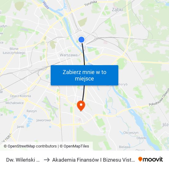 Dw. Wileński 09 to Akademia Finansów I Biznesu Vistula map