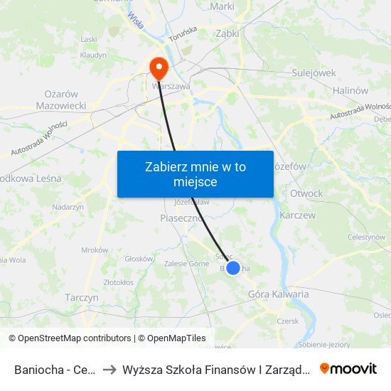 Baniocha - Centrum 02 to Wyższa Szkoła Finansów I Zarządzania W Warszawie map