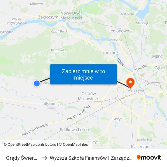 Grądy Świerkowa 02 to Wyższa Szkoła Finansów I Zarządzania W Warszawie map