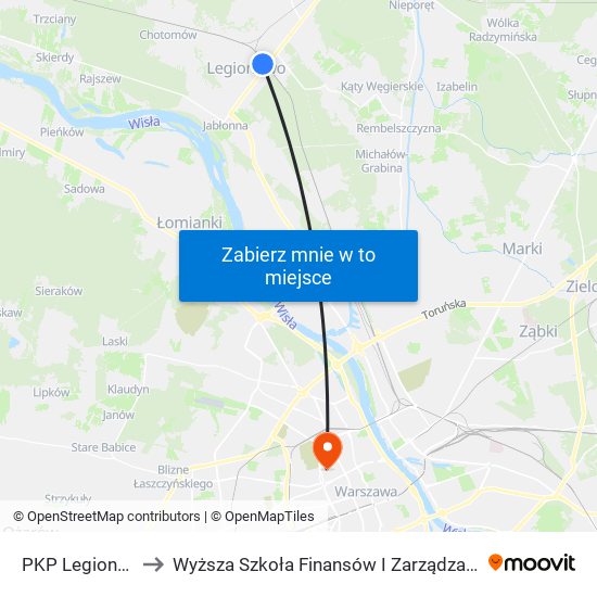 PKP Legionowo 04 to Wyższa Szkoła Finansów I Zarządzania W Warszawie map