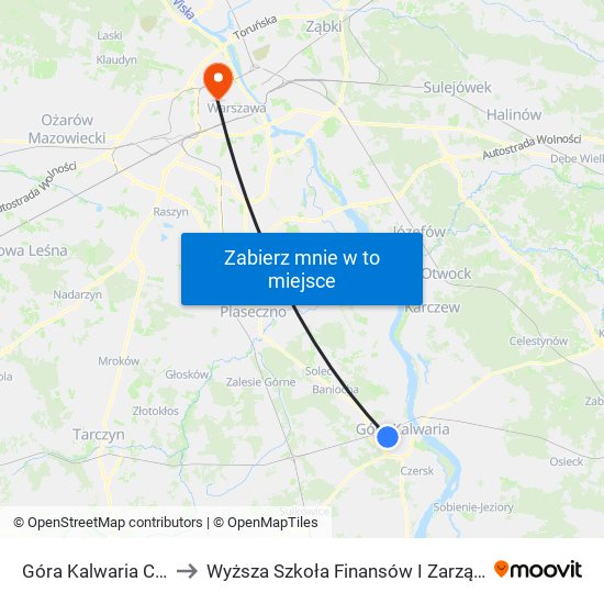 Góra Kalwaria Cmentarz 01 to Wyższa Szkoła Finansów I Zarządzania W Warszawie map