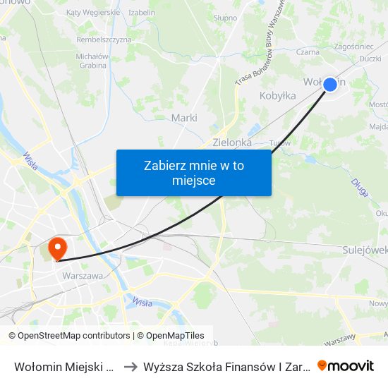 Wołomin Miejski Dom Kultury 02 to Wyższa Szkoła Finansów I Zarządzania W Warszawie map