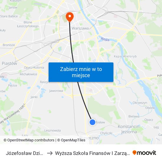 Józefosław Dzikiej Róży 01 to Wyższa Szkoła Finansów I Zarządzania W Warszawie map