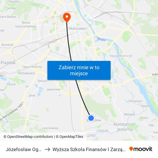 Józefosław Ogrodowa 01 to Wyższa Szkoła Finansów I Zarządzania W Warszawie map