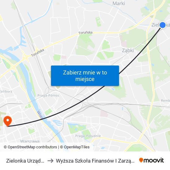 Zielonka Urząd Miasta 02 to Wyższa Szkoła Finansów I Zarządzania W Warszawie map