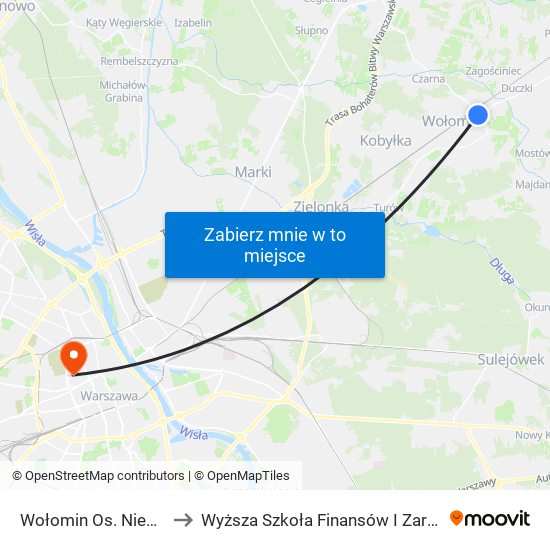 Wołomin Os. Niepodległości 03 to Wyższa Szkoła Finansów I Zarządzania W Warszawie map