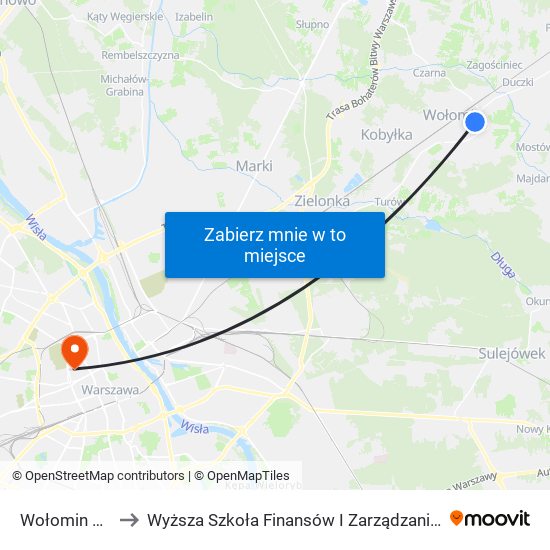 Wołomin Zus 01 to Wyższa Szkoła Finansów I Zarządzania W Warszawie map