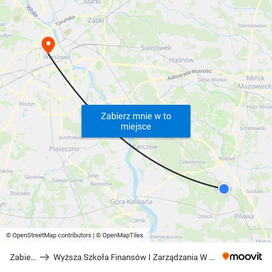 Zabieżki to Wyższa Szkoła Finansów I Zarządzania W Warszawie map