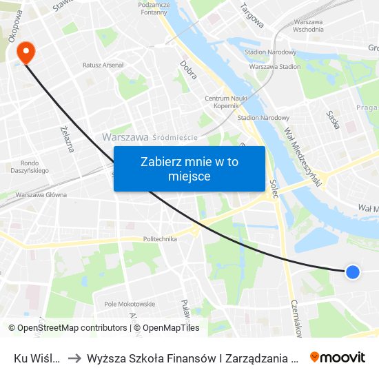 Ku Wiśle 02 to Wyższa Szkoła Finansów I Zarządzania W Warszawie map