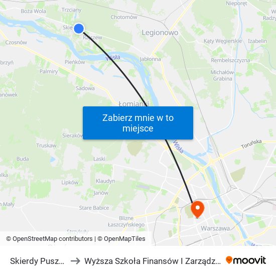 Skierdy Puszczyka 01 to Wyższa Szkoła Finansów I Zarządzania W Warszawie map